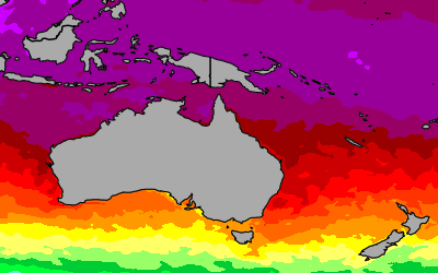 Today Australia & Pacific sea temperatures