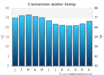 Carnarvon average sea sea_temperature chart