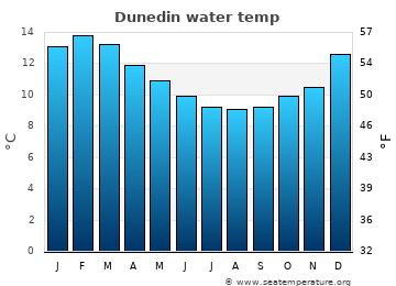 Dunedin average sea sea_temperature chart