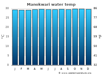 Manokwari average sea sea_temperature chart