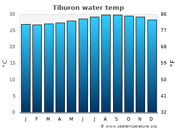 Tiburon average sea sea_temperature chart