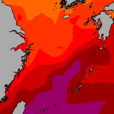East China Sea temperature map
