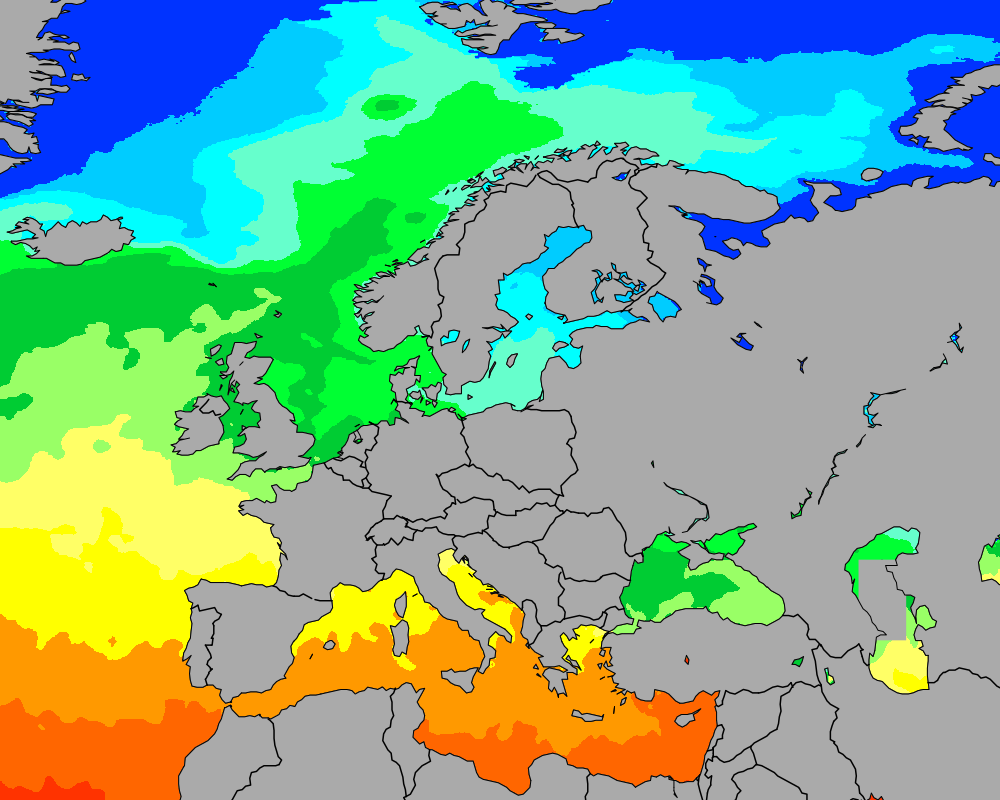 World, Europe – Mediterranean, USA – Caribbean Sea Temperature (Temperatura Apei Mării)