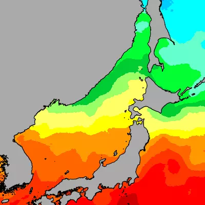 Sea of Japan temperature map