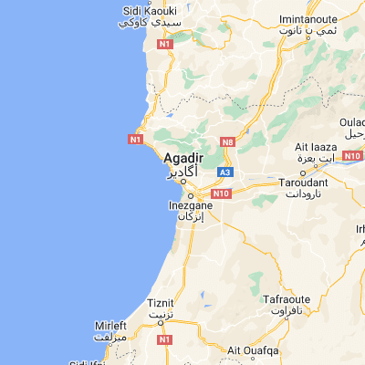 Map showing location of Agadir (30.420180, -9.598150)