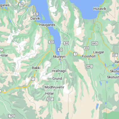 Map showing location of Akureyri (65.683530, -18.087800)