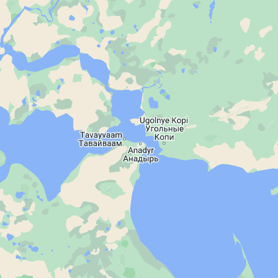Map showing location of Anadyr’ (64.750000, 177.483330)