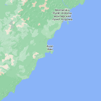 Map showing location of Ayan (56.463140, 138.177770)