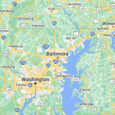 Map showing location of Baltimore (39.290380, -76.612190)