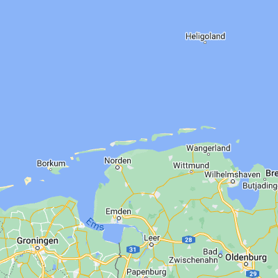 Map showing location of Baltrum (53.733330, 7.366670)