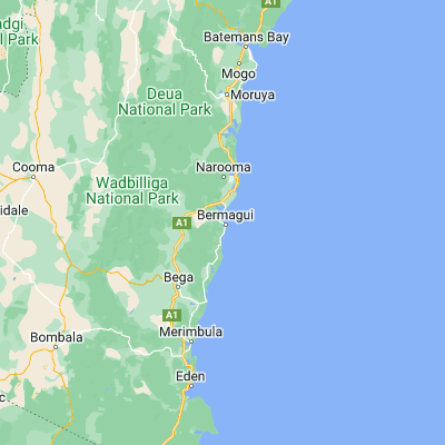 Map showing location of Bermagui (-36.419000, 150.063550)