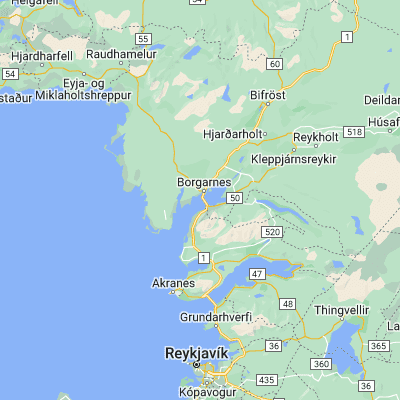 Map showing location of Borgarnes (64.538340, -21.920640)