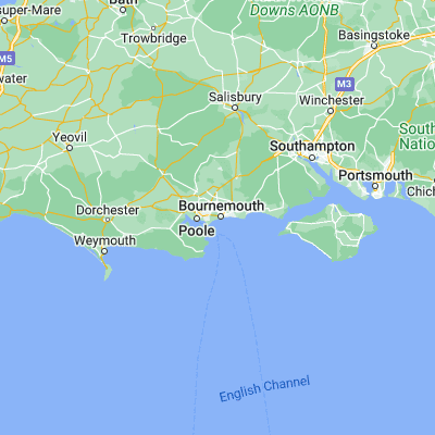Map showing location of Bournemouth (50.720480, -1.879500)