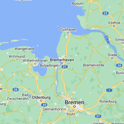 Map showing location of Bremerhaven (53.550210, 8.576740)