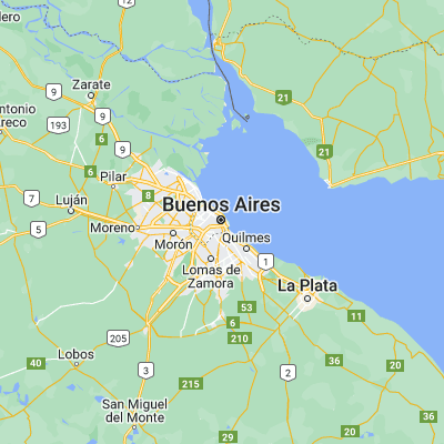 Map showing location of Buenos Aires (-34.613150, -58.377230)