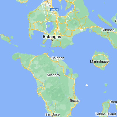 Map showing location of Calapan (13.411700, 121.180300)