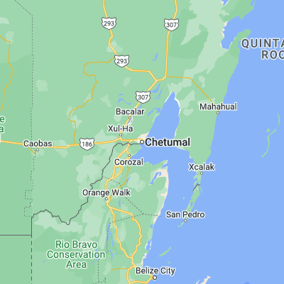 Map showing location of Chetumal (18.500000, -88.300000)