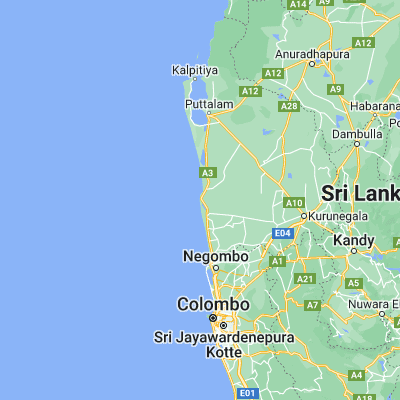 Map showing location of Chilaw (7.575830, 79.795280)
