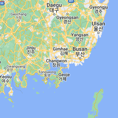 Map showing location of Chinhae (35.149440, 128.659720)