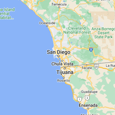 Map showing location of Coronado (32.685890, -117.183090)