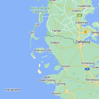 Map showing location of Dagebüll (54.729280, 8.700830)