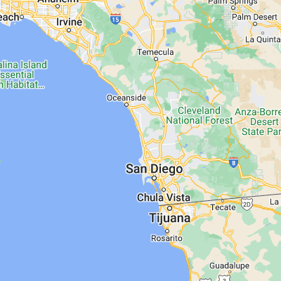 Map showing location of Del Mar (32.959490, -117.265310)