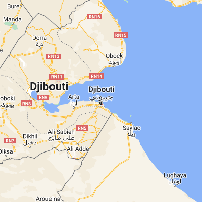Map showing location of Djibouti (11.589010, 43.145030)