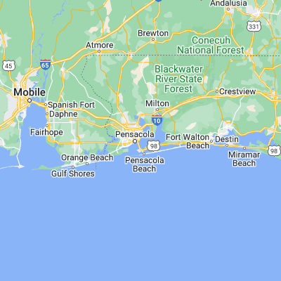 Map showing location of East Pensacola Heights (30.428810, -87.179970)