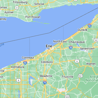 Map showing location of Erie (42.129220, -80.085060)