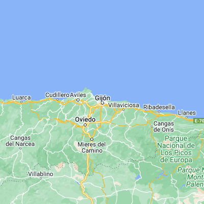 Map showing location of Gijón (43.535730, -5.661520)