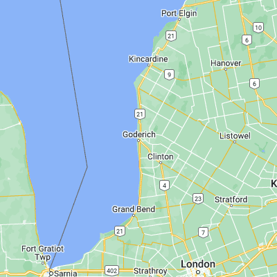 Map showing location of Goderich (43.750080, -81.716480)