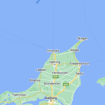 Map showing location of Hirtshals (57.588120, 9.959220)