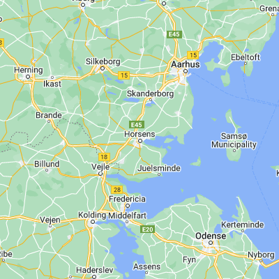Map showing location of Horsens (55.860660, 9.850340)