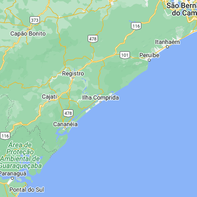 Map showing location of Iguape (-24.708060, -47.555280)