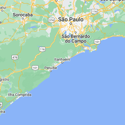 Map showing location of Itanhaém (-24.183060, -46.788890)
