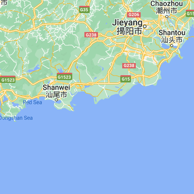 Map showing location of Jieshi (22.810270, 115.830580)