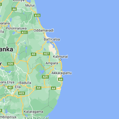 Map showing location of Kalmunai (7.416670, 81.816670)