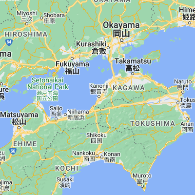 Map showing location of Kanonji (34.116670, 133.650000)