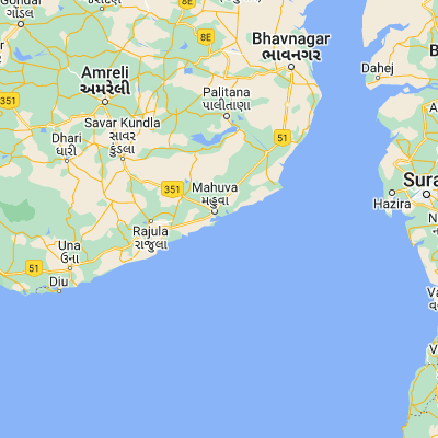 Map showing location of Katpur (21.050000, 71.783330)