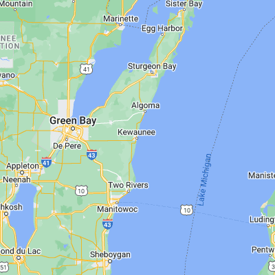 Map showing location of Kewaunee (44.458330, -87.503140)