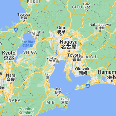 Map showing location of Kuwana (35.066670, 136.700000)