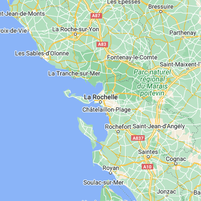 Map showing location of La Rochelle (46.166670, -1.150000)