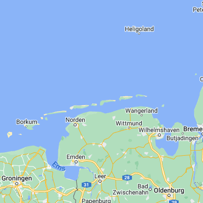 Map showing location of Langeoog (53.750000, 7.483330)