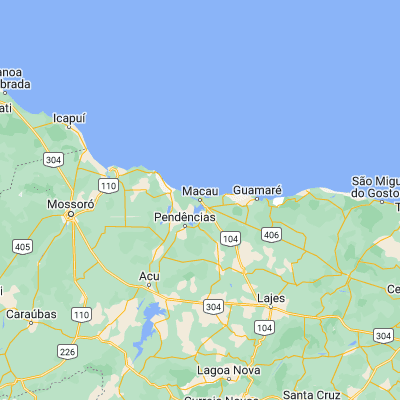 Map showing location of Macau (-5.115000, -36.634440)
