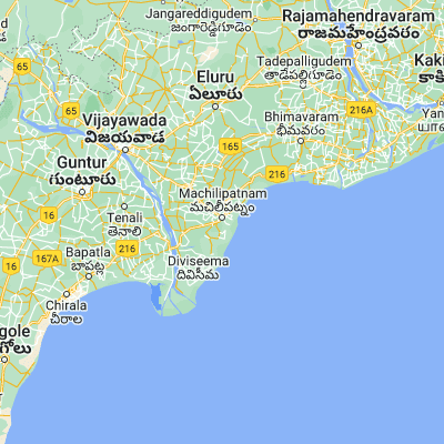 Map showing location of Machilīpatnam (16.166670, 81.133330)