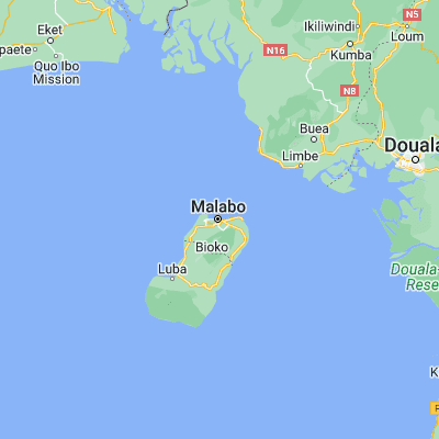 Map showing location of Malabo (3.750000, 8.783330)