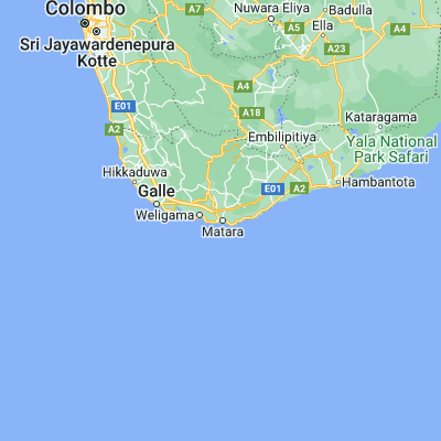 Map showing location of Matara (5.948510, 80.535280)
