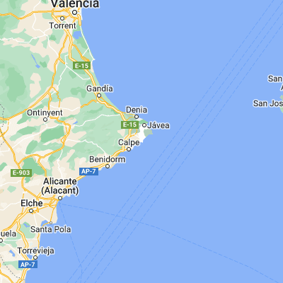 Map showing location of Moraira (38.688660, 0.134840)