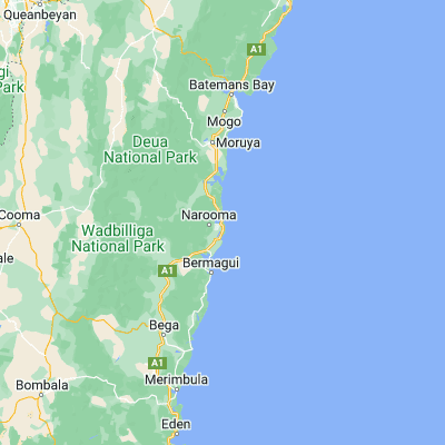Map showing location of Narooma (-36.221010, 150.130620)