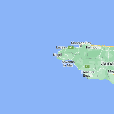 Map showing location of Negril (18.278180, -78.351800)